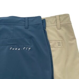 Free Fly Apparel Men's Hybrid Shorts - Blue and Tan